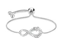 Bracelet for Women,Infinity Bracelet Sterling Silver,Crystal Bracelet,Heart Bracelet,Love Bracelet,Adjustable Bracelet,with Gift Box,Gifts for Women,Mothers,Gifts for Mother's Day Party Birthday