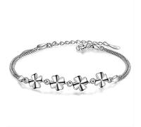 Bracelet For Women Party Crystal Sweet Love Heart Four Leaves Clover Bangles Fine Jewelry