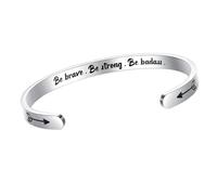 Bracelet for Women Steel Phrase Bracelet Engraved Stainless Steel Bangle For Birthday Graduation Friendship (Silver, 12X0. 6CM)