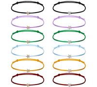 Bracelet Friendship, 12 Pcs Adjustable Wish Bracelets Pack, Rope Couple Bracelets, Made Of Nylon Rope, Shimmering With Light For Couples, Best Friends, Lovers, Women Stars