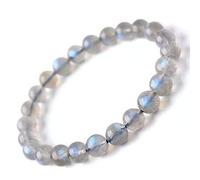 Bracelet Genuine Strong Light Natural Labradorite Gemstone 8mm AAA Crystal Round Beads Stretch Bracelet (Color : As Shown)