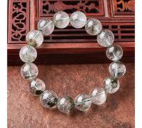Bracelet Green Phantom Crystal Bracelet Natural Quartz Bracelet Treasure Bowl Wealth Bracelet Success Wealth Buidling Attract Good Luck Feng Shui Bracelet,8mm (Color : Green, Size : 8mm)