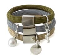 Bracelet Hair Ties for women Thick Curly Hair, 8mm Thick Ponytail Holders Hair Ties with Silver Charm Cute Elastic Hair Bands for Girls Soft No Slip Stretchy Hair Ties Scrunchies for High Pony tails