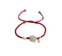 Bracelet Hetian Jade Small Flower Blessing Pendant Necklace, Adjustable