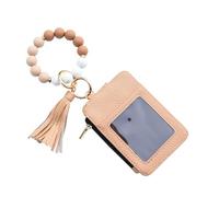Bracelet Keychain Pouch - Beaded Tassel Card Case for Women, Compact Purse with Lightweight Portable Build and Secure Zipper Closure, Fashion Wallet for Everyday Vacation Use 7.09 Inches