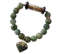 Bracelet Light Green Jade Real Buddha Holy Thai Amulet Sacred Relics Sarira Phra Tath Mix White Brown for Women Heart Jade Lucky Prosperity Success Promote Wealth Trade Flourishing