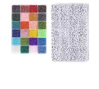 Bracelet Making kit 2 Box Rainbow Colors Glass Seed Beads and Letter Beads for Jewelry Making for Charm Friendship Bracelets DIY Accessories(Color 1)