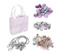 Bracelet Making Kit, DIY Jewelry Making Set with Basic Bracelets Pendants Large and Colored Beads, No Glue Needed Craft Kit for Girls to Create Custom Charm Bracelets (Purple)