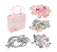 Bracelet Making Kit, DIY Jewelry Making Set with Basic Bracelets Pendants Large Colored Beads, No Glue Needed Craft Kit for Girls Kids Creative Activity (Pink)