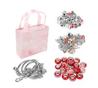 Bracelet Making Kit, DIY Jewelry Making Set with Basic Bracelets Pendants Large Colored Beads, No Glue Needed Craft Kit for Girls Kids Creative Activity (Red)