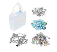 Bracelet Making Kit, DIY Jewelry Making Set with Basic Bracelets Pendants Large Colored Beads, No Glue Needed Craft Kit for Girls Kids Creative Activity (Blue)