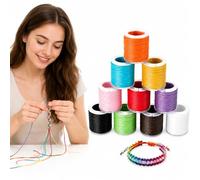 Bracelet Making String, Nylon String Cord for Bracelets Rattail Cotton Waxed String Beading Thread Kumihimo, Necklace, DIY Macrame Craft, Keychains Lanyards, Jewelry Making 10 Rolls 1mm Colorful