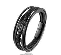 Bracelet Men Bracelets Jewellery Men'S And Women'S Feather Charm Leather Bracelet Classic Casual Party,A11154,Black,One Size