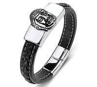 Bracelet Men's Punk Buddha Bracelets Cool Wrist Chain Stainless Steel with Magnetic Clasp Couple Gift