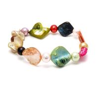 Bracelet mother of pearl multi-coloured nugget 18cm by JOE COOL