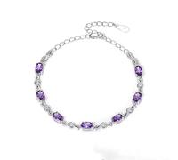 Bracelet Multiple Gift 4 in Rings Lightweight Amethyst Bracelet for Women, Elegant Adjustable Chain with Genuine Precious, Perfect for Fashion and Gifts Steel Couple Pink (A, One Size)