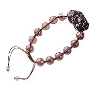 Bracelet， Natural Black Obsidian Gemstone Energy Bracelet Piyao Ward Off Evil Spirits for Women Men Jewelry,12mm(Black-10mm)