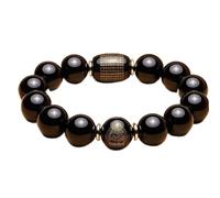 Bracelet Natural Crystal Bracelet Feng Shui Lucky Eight Zodiac Patron Saints Charm Bracelet Red Agate Odsidian Amulet Attract Money Prosperity Luck,Agate Rat,10mm (Color : Obsidian rabbit, Size : 12
