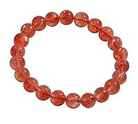 Bracelet Natural Crystal Feng Shui Bracelet Lucky Charm 7A Golden Strawberry Crystal 8mm Beaded Bracelet Amulet Vacation Jewelry Attract Money Prosperity Luck,7mm (Size : 7mm)