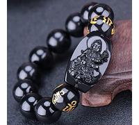 Bracelet Natural Crystal Feng Shui Bracelet Lucky Eight Patron Saints Charm for Zodiac Six-Character Mantra Obsidian Bracelet Tathagata Buddha Amulet Attract Money Prosperity Luck,Rat,10mm ( Color : H