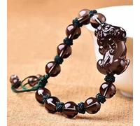 Bracelet Natural Crystal Feng Shui Bracelet Lucky Pixiu Charm Ice Obsidian Balance Bracelet Braided String Rope Amulet Vacation Jewelry Attract Money Prosperity Luck,Red,12mm ( Color : Green , Size :