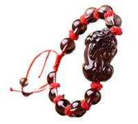 Bracelet Natural Crystal Feng Shui Bracelet Lucky Pixiu Charm Ice Obsidian Balance Bracelet Braided String Rope Amulet Vacation Jewelry Attract Money Prosperity Luck,Red,12mm (Color : Red, Size : 8m