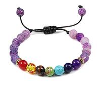 Bracelet Natural Lava Stone Multicolor Beads Bracelets for Men Women Weave Rope Bangles Adjustable Homme Jewelry-Purple