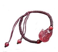 Bracelet Natural Strawberry Bracelet Nine Tailed Fox Charm Bracelet Handmade Buddhist Bracelet Adj
