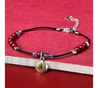 Bracelet, Necklace Natural Cinnabar Sterling Silver Buddha Charm Pendant Necklace BraceletCrystal