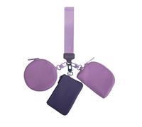 Bracelet Purse, Bracelet Keychain with Purse - Triple Key Chain Coin Holder - Key Chain Purses with Zip Around Closure, Small Portable Purse for Women, purple, see description, See description