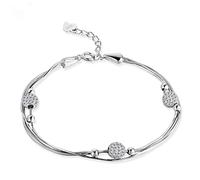 Bracelet S925 Sterling Silver Inlaid Zircon Meets Ball-to-Bead Multi-Layer Bracelet Female Silver, 925 Silver