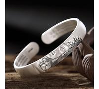 Bracelet S999 Pure Silver Bangle Retro Open Bracelet Women Birthday Present Silver Bangle Jewelry (Color : B, Size : Foot silver)