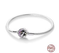 Bracelet Silver 925 Original 17-20CM Star Moon Sun Four Leaf Clover Green Zircon