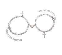 Bracelet Stainless Advanced Sense Heart Shaped Couple Charm 2 Piece Bracelet Steel Bracelets Matching Light Luxury (B, One Size)