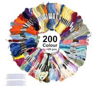 Bracelet String Kits, 200 Colors Rainbow Color Embroidery Thread, Cross Stitch Embroidery Thread, Cotton Thread, Bracelet Yarn, Craft Threads with 20 Plastic bobbins(200 Color)
