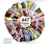 Bracelet String Kits, 447 Colors Rainbow Color Embroidery Thread, Cross Stitch Embroidery Thread, Cotton Thread, Bracelet Yarn, Craft Threads with 20 Plastic bobbins(447 Color)