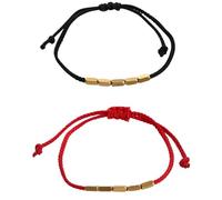 Bracelets 2PCS Creative Irregular Copper Beads Red Black Rope Pulling Bracelet For Women Men Adjustable Handmade Knots Thread Bracelets Wrist Jewelry