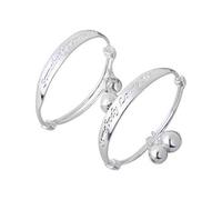 Bracelets, 2Pcs Silver Plated Baby Kids Bell Bangle Bracelet English Letter Carved Newborn Gift Nice and Attractive