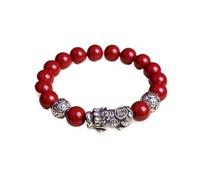 Bracelets Adjustable Bracelets Piyao Bracelet Natural Cinnabar Purple Pure Silver Buddha Beads Amulet Prosperity Raw Ore Women/Men Beaded(12mm)