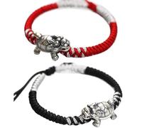 Bracelets,Beaded Bracelets Feng Shui Wealth Bracelet Dragon Turtle Tibetan 999 Silver Bracelet Chinese Antique Style Auspicious Lucky Charm Bangle Prosperity for Money Good Luck Longevity,Black red se