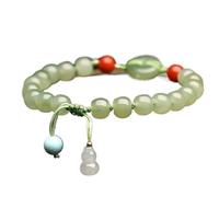 Bracelets，Beaded Bracelets Feng Shui Wealth Bracelet Healing Crystal Jadeite 7A Hetian Soft Jade Bracelet Dew Moss Green Gemstone Fifth Floor/Gourd Harmony Buckle Ancient Coins Charm Prosperity Wealth