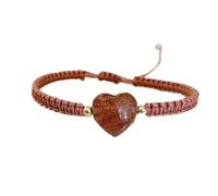 Bracelets,Beaded Bracelets Natural Crystal Healing Bracelet Pink Feng Shui Amulet for Love Heart Strawberry Quartz Charm Adjustable Bangle Talisman Attract Love Popularity Luck Prosperity Money for Wo