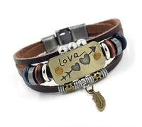 Bracelets Boho Layer Bracelet - Heart & Metal Plate Charm And Mixed Beads For Bohemian Retro And Fashion Styles