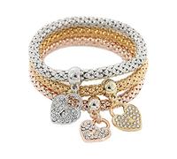 Bracelets Bracelet 3Pcs for Ladies Elegant Chain Charms Women Jewellery Pendent Long Pearl Earrings (Gold-d, One Size)