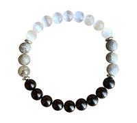 Bracelets For Couples, His And Hers Black Turquoise Forever Stone Bead Bracelet For Lovers, Crystal Gemstone Bracelet For Woman Man(2pcs) Fbw851 (White, 16-20cm)