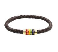 Bracelets for Girls Fashion Unisex Braided Leather Rope Rainbow Magnetic Buckle Bracelet Jewelry
