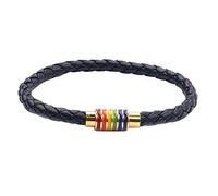 Bracelets for Girls Fashion Unisex Braided Leather Rope Rainbow Magnetic Buckle Bracelet Jewelry