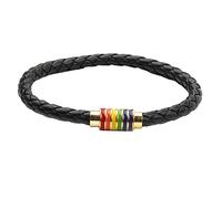 Bracelets for Girls Fashion Unisex Braided Leather Rope Rainbow Magnetic Buckle Bracelet Jewelry
