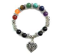 Bracelets for Girls Vintage 7 Chakra Balance Stone Beaded Bracelet Women Heart Charm Bangle Gift