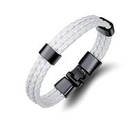 Bracelets For Men Multi-Layer Leather Bracelet Geometric Shape Punk Style Bracelet Strong Buckle White Braided Leather Bracelet Charm Jewellery For Women Men Gift